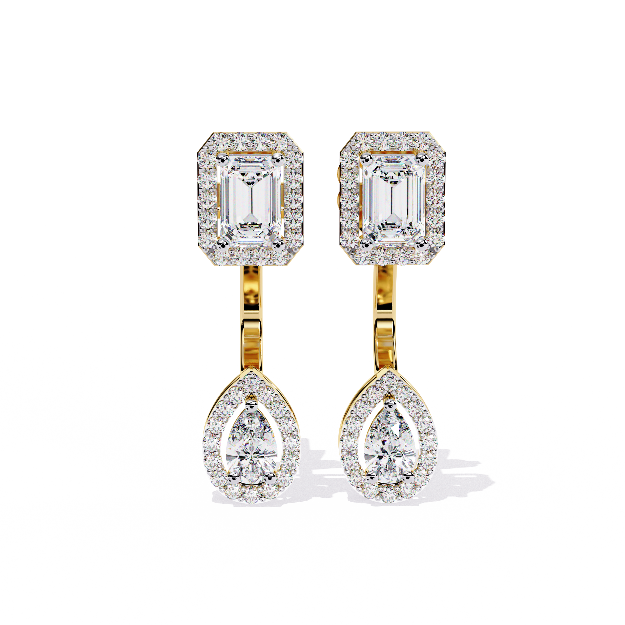 Buy Emerald Teardrop Natural Diamond Earring |Solitairekart